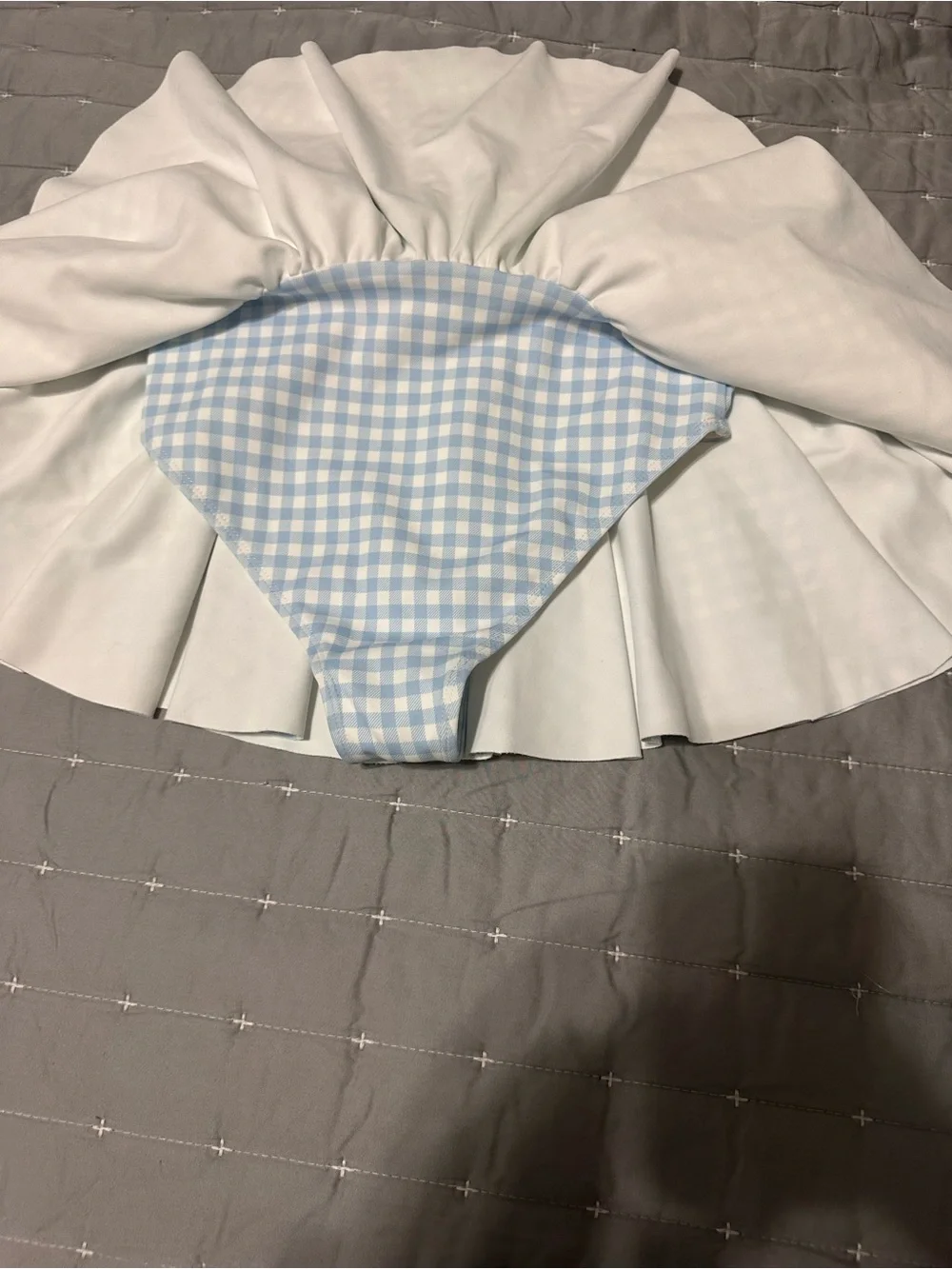 Selkie Light Blue & White Gingham Swimsuit Bottoms Size XS